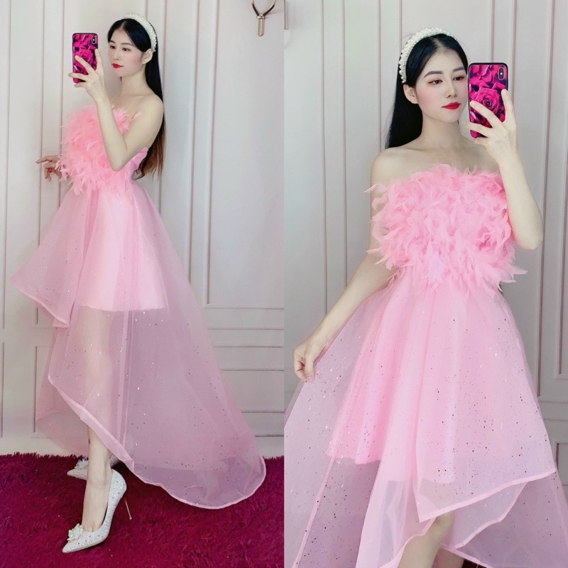 Đầm dự tiêc tầng đuôi tôm đinh lông TRIPBLE T DRESS - Size M/L (kèm ảnh/video thật )