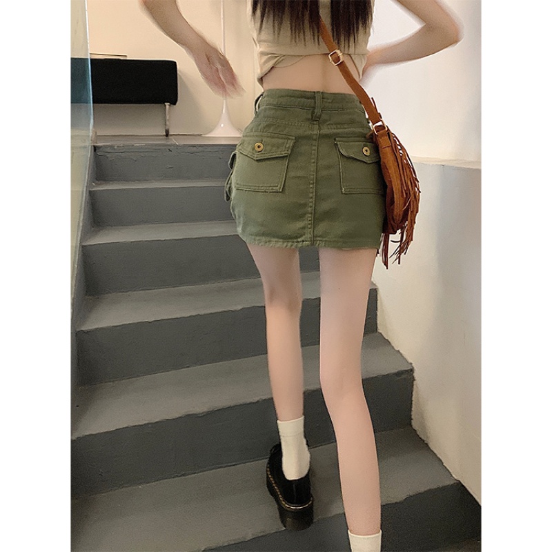 Chân Váy Jean Lưng Cao Thời Trang Mùa Hè Quyến Rũ Cho Nữ