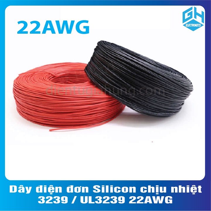 Set 5 Mét Dây điện đơn Silicon chịu nhiệt UL3239 22AWG,24AWG