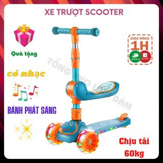 Xe trượt scooter 💥FREESHIP💥 đa năng phát sáng cho bé từ 2 đến 8 tuổi - Xe thăng bằng có nhạc, ghế nhún cho trẻ DC009