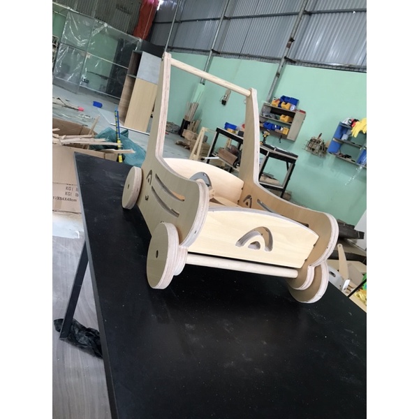 Xe đẩy tập đi, xe đẩy plywood, gỗ an toàn, khắc tên theo yêu cầu