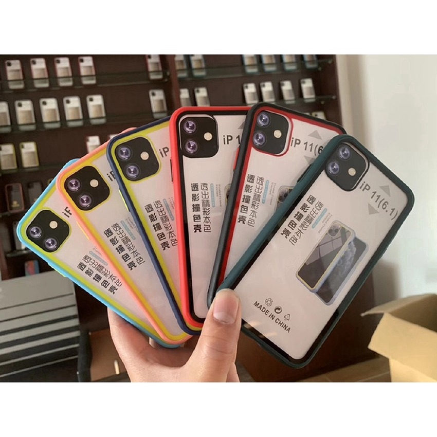 Ốp điện thoại bo viền chống sốc màu kẹo trong suốt iPhone SE 2020 11 Pro Max X Xr Xs Max 7 8 Plus | BigBuy360 - bigbuy360.vn