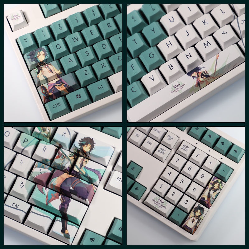 Genshin Impact Keycap Cherry Profile Xiao Theme Keycap Anime Online Game PBT Thuốc nhuộm thăng hoa Bàn phím cơ Keycap 108 Phím