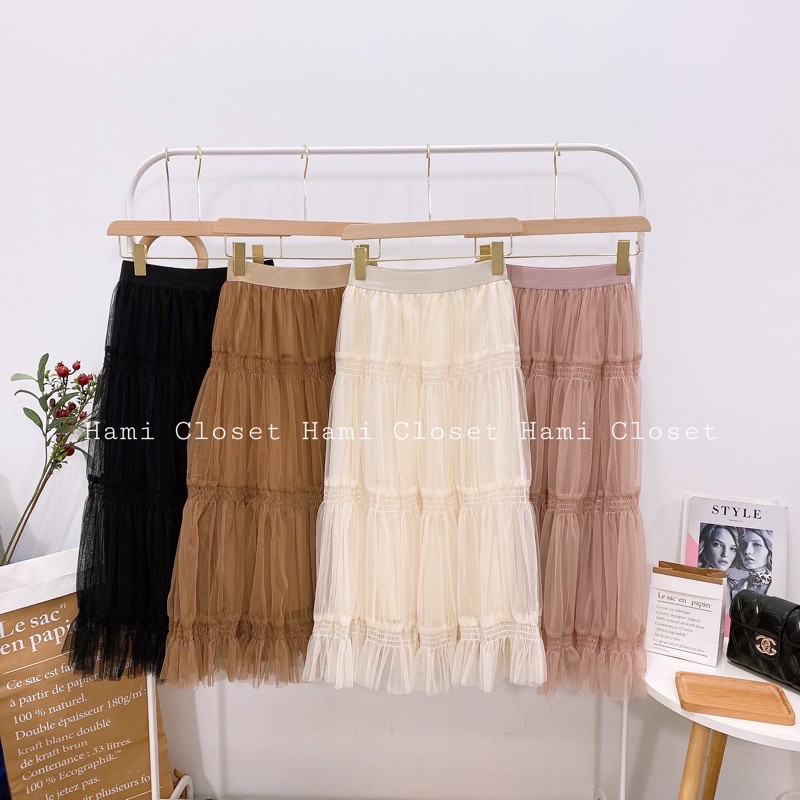 Chân váy voan dáng dài xoè xếp li chun dáng phong cách hàn quốc ( Nhiều màu) mã CVD09 | BigBuy360 - bigbuy360.vn