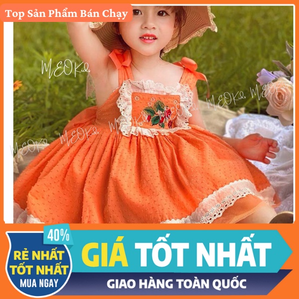 Váy Cam Hồng xoè baby MEO Kids- váy bé gái váy trẻ em xoè bồng công chúa