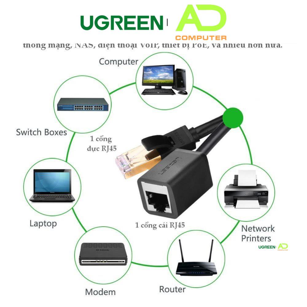Cáp mạng kéo dài CAT6 UTP hai đầu RJ45 một đầu cái một đầu đực chính hãng UGREEN NW112
