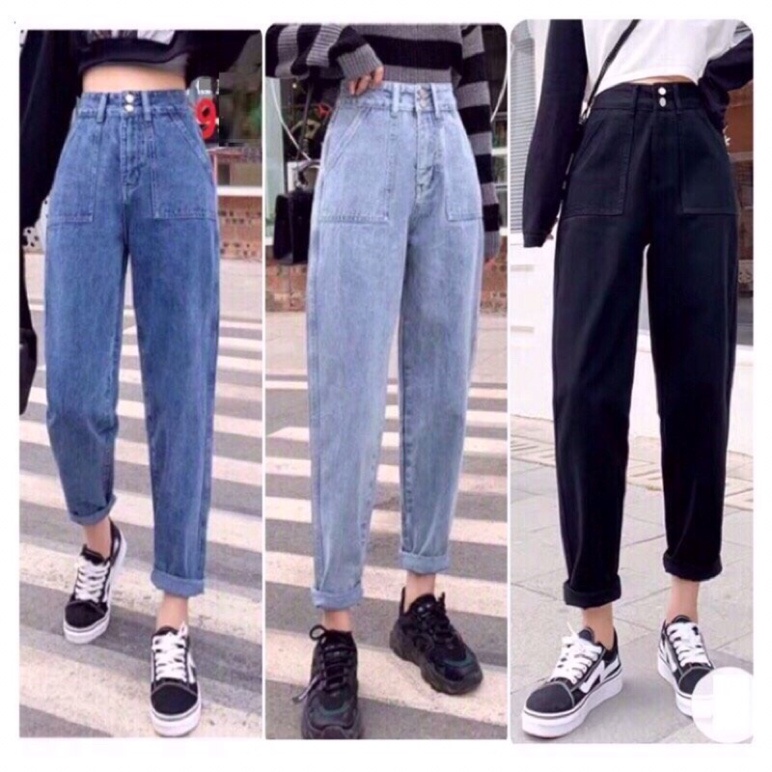 Quần jean bò baggy nữ jeans cạp cao phong cách Hàn Quốc_ Hot trend 2022