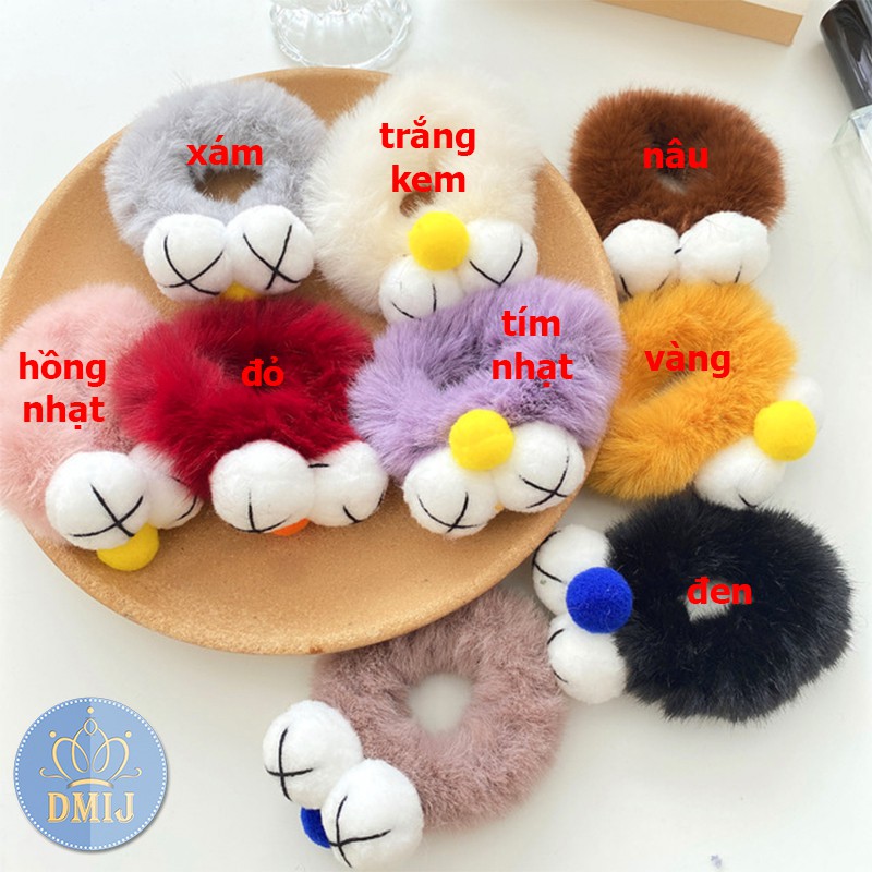 Cột Tóc Vải Nhung Scrunchies Tai Thỏ, Dây Buộc Tóc Scrunchies Đáng Yêu