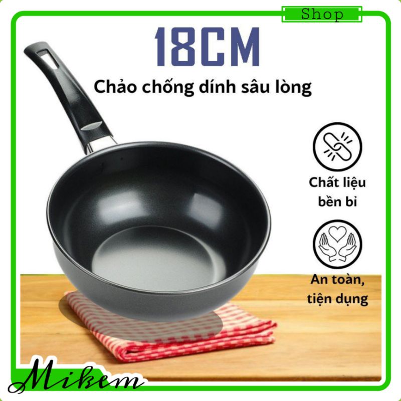 [HCM] Chảo Chống Dính Sâu Lòng Size 18cm Siêu Bền - Thích Hợp Với Mọi Loại Bếp Dễ Vệ Sinh - Bề Mặt Chảo Làm Bằng Men