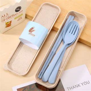 Bộ Thìa Đũa Dĩa Lúa Mạch Ăn Trưa Văn Phòng (Có Hộp Giấy Đẹp)