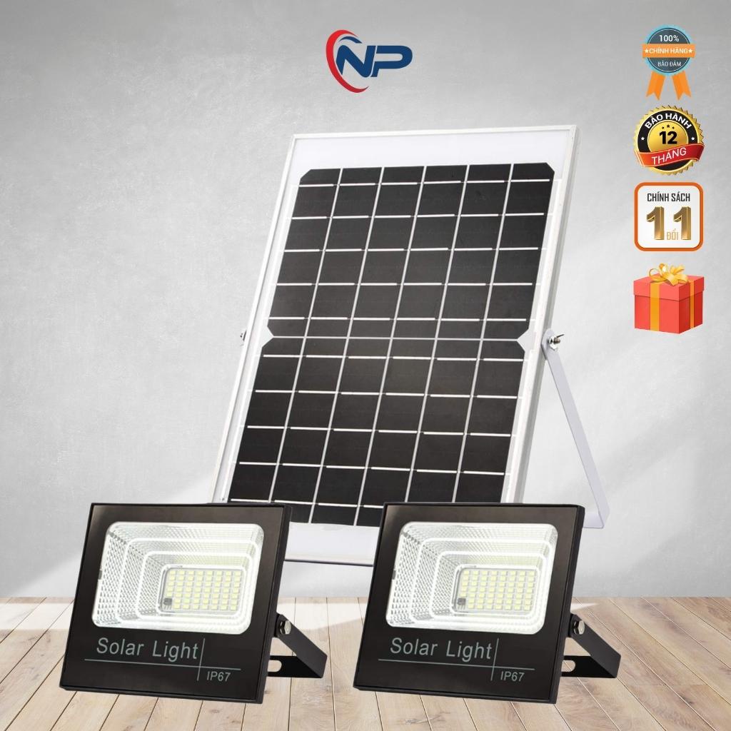 Đèn năng lượng mặt trời sân vườn đèn led trang trí pha đôi 50W,100W,200W, điều khiển tấm pin có 2 dây mỗi dây dài 5M