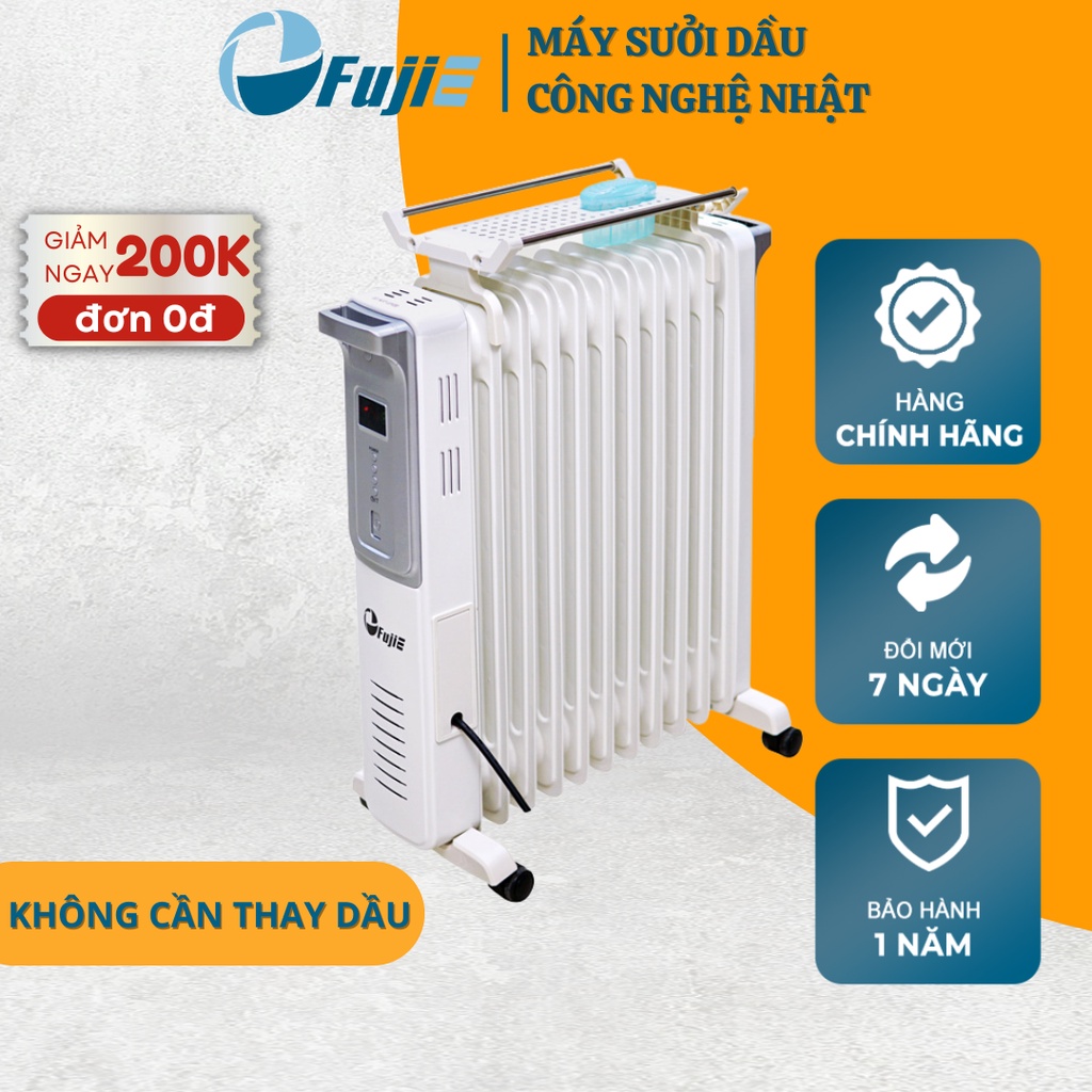 Máy sưởi dầu FujiE OFR4411, máy sưởi ấm tự ngắt an toàn, không khô da, Hàng chính hãng bảo hành 1 năm