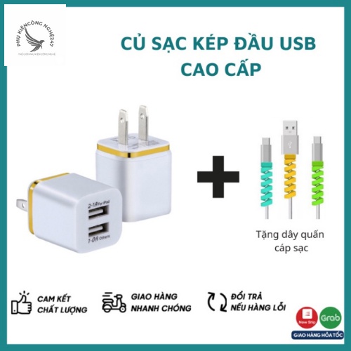 Củ sạc 2 cổng đầu usb cao cấp,củ sạc kép kết nối điện áp 5v, 2.1a , sản phẩm chất lượng tiện lợi sử dụng 5.0