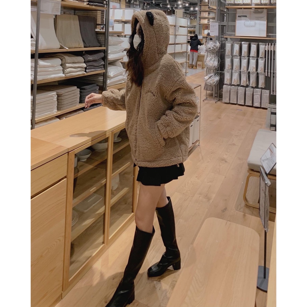 Áo khoác lưng thêu chữ lông cừu mũ gấu A2083 SUSTORE | BigBuy360 - bigbuy360.vn