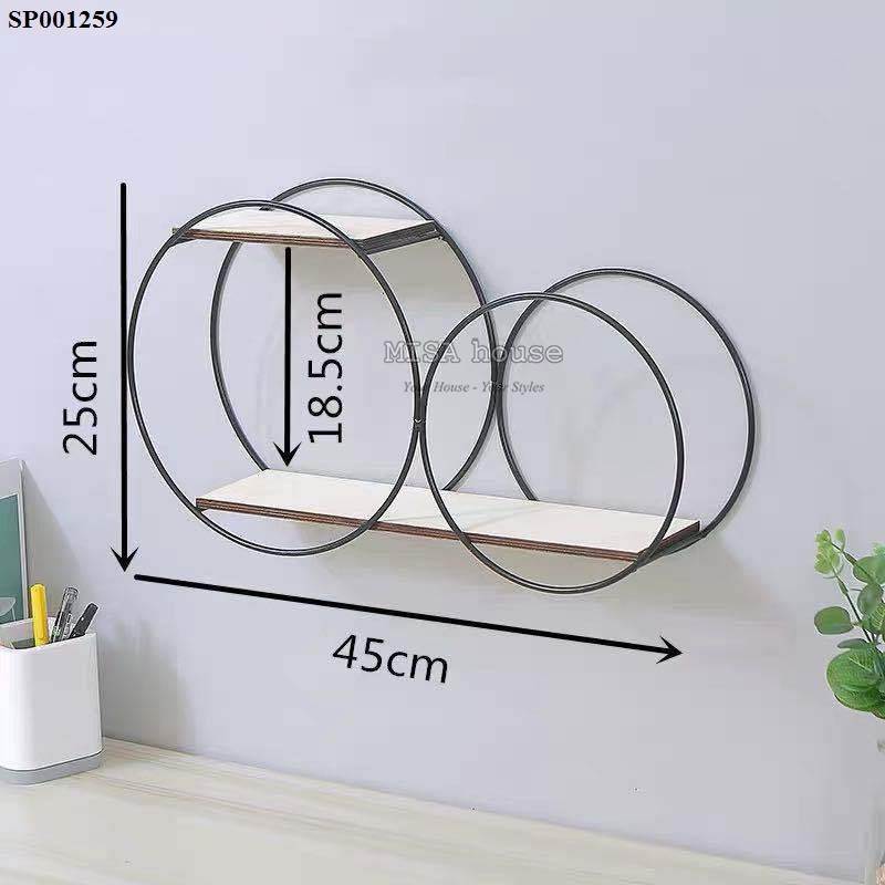 Kệ sắt treo tường đẹp trang trí hình tròn, lục giác, tứ giác, 3 tầng decor trang trí nhà, quán cafe, shop cửa hàng