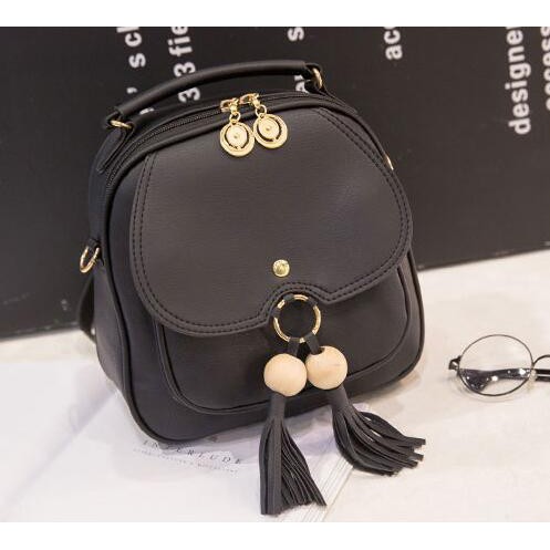 ẢNH THÂT Balo Nữ TUA RUA HOT TREND 2018 Da PU Có Nơ Chất Lượng Đảm Bảo Đẹp Như Hình Nhập Khẩu 100% Màu Đen 9293