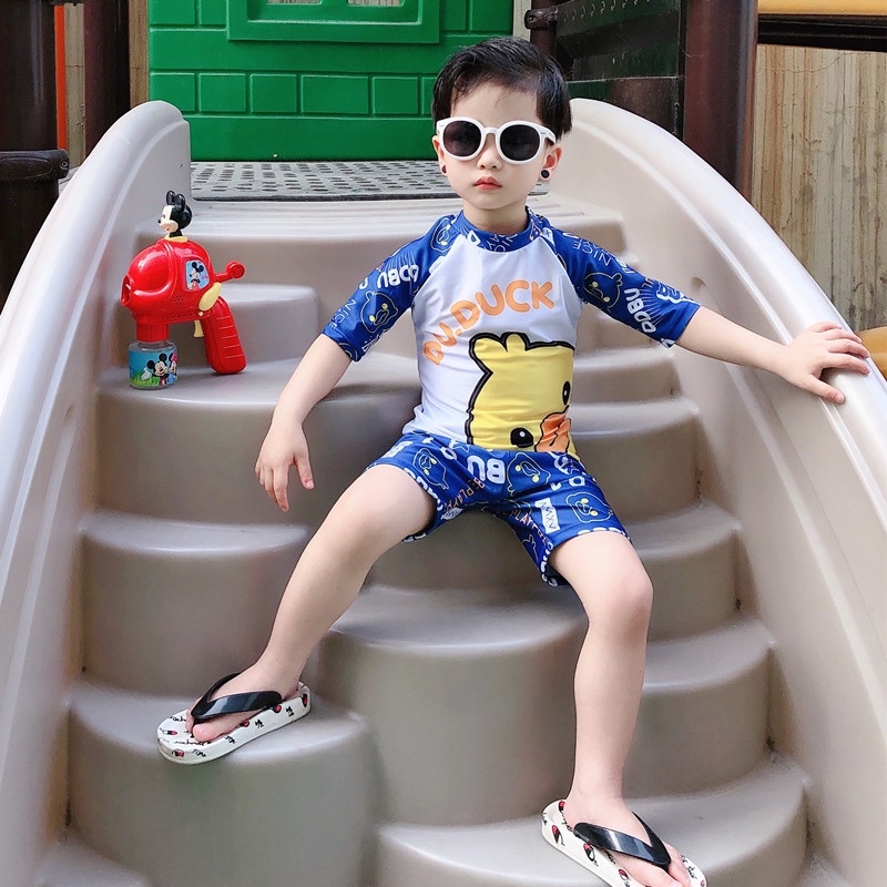 Hàng chính hãng Bộ bơi cho bé trai g-Duck 1-8 tuổi kèm mũ bơi bé từ 10 kg- 33 kg.