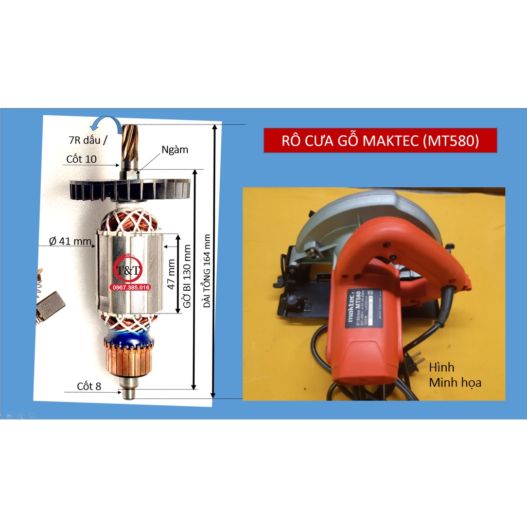 RÔ TO CƯA GỖ MAKTEC 580, RUỘT CƯA MT580