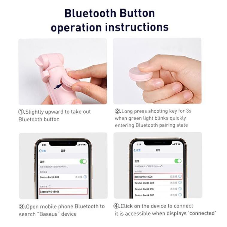 Gậy selfie bluetooth Baseus mini cho điện thoại di động iPhone 11 Xs Xr 8X8 Xiaomi Huawei Samsung | BigBuy360 - bigbuy360.vn