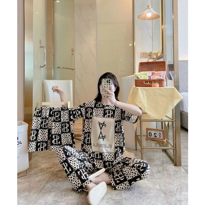 Đồ bộ mặc nhà 2 quần, Bộ thun Quảng Châu tay ngắn quần dài , set 3 món tay cộc, Ship Hoả Tốc trong 30’