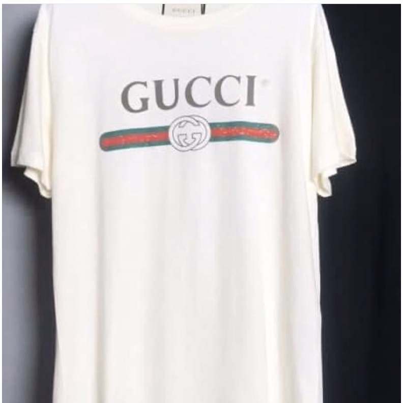 GC - ÁO THUN NAM NỮ COTTON GGUCCI LOGO, ĐỦ TAGS, VẢI MỎNG, MẪU RÁCH DISTRESSED CỔ, CAO CẤP, MENSWEAR WOMENSWEAR TSHIRT