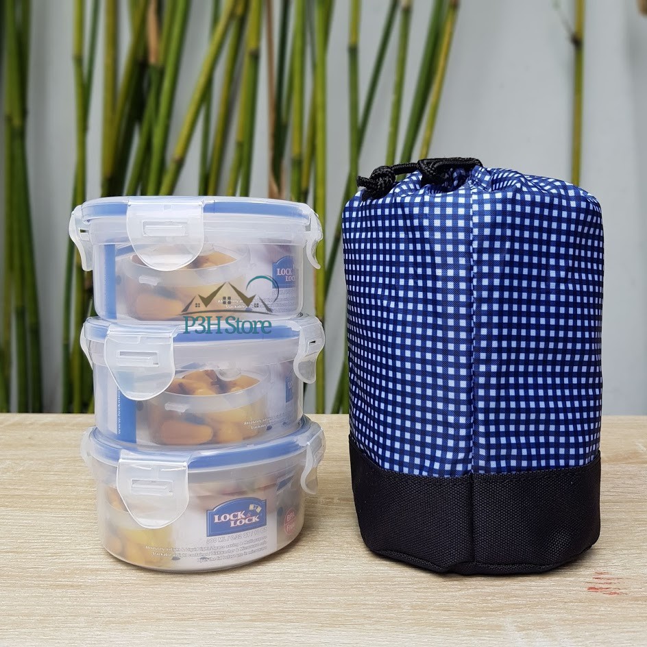 Bộ 3 hộp nhựa đựng thực phẩm Lock&Lock kèm túi vải HPL932