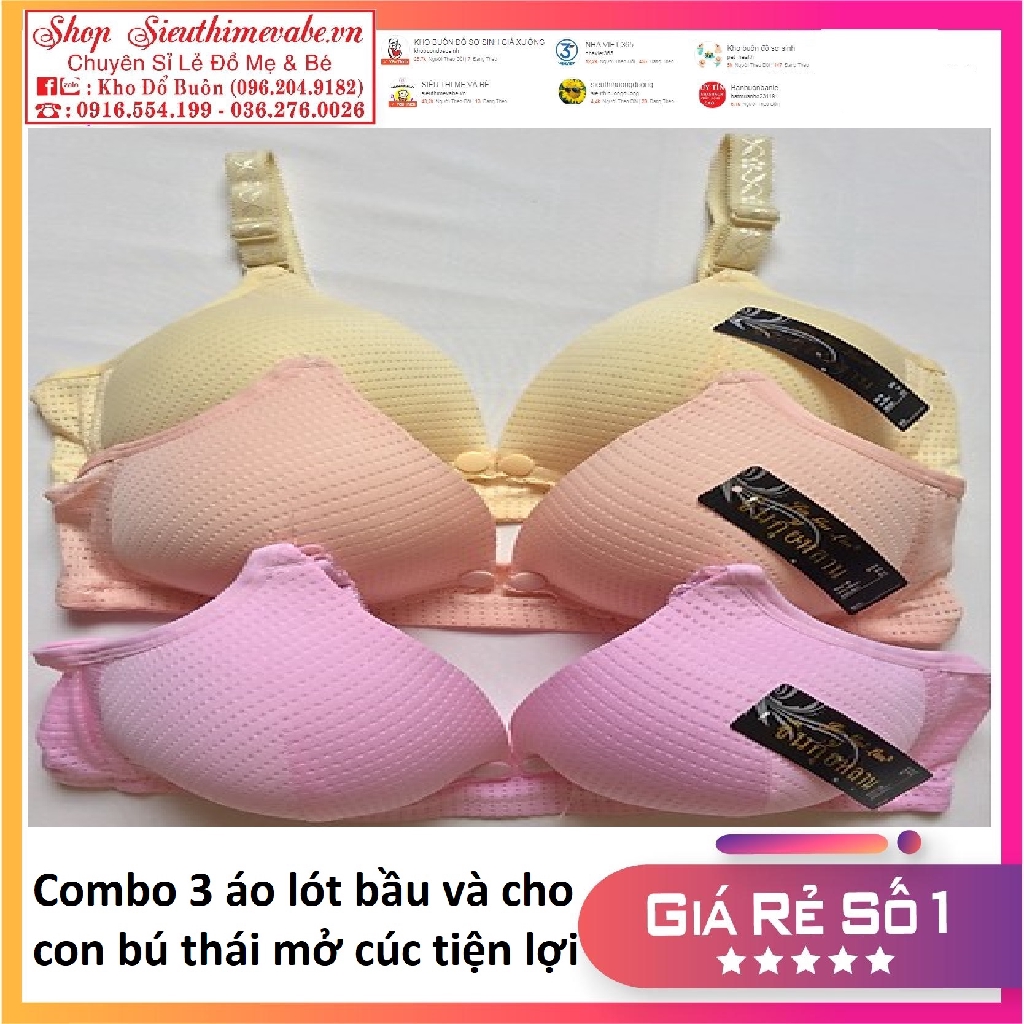 Combo 3 áo Áo Cho Con Bú Hàng Thái Chuẩn Mở Cúc, Áo Ngực Cho Con Bú. giá rẻ nhất