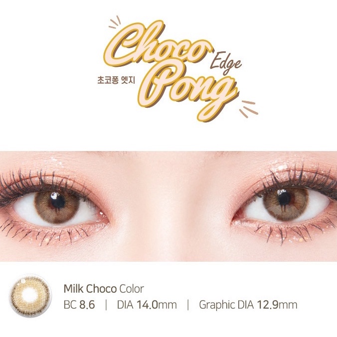 Lens cận nâu tự nhiên MILK CHOCO PONG kính áp tròng Hàn Quốc chính hãng 14mm,  siêu êm 6 tháng