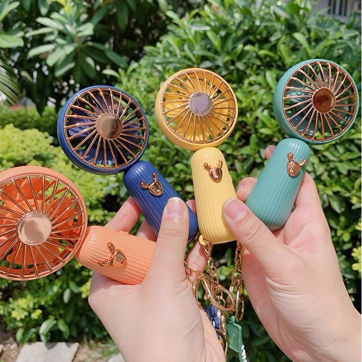 Quạt mini cầm tay tích điện kèm sạc usb có móc treo dễ thương tiện dụng Milu Deer [MẪU MỚI NHẤT 2021] | BigBuy360 - bigbuy360.vn