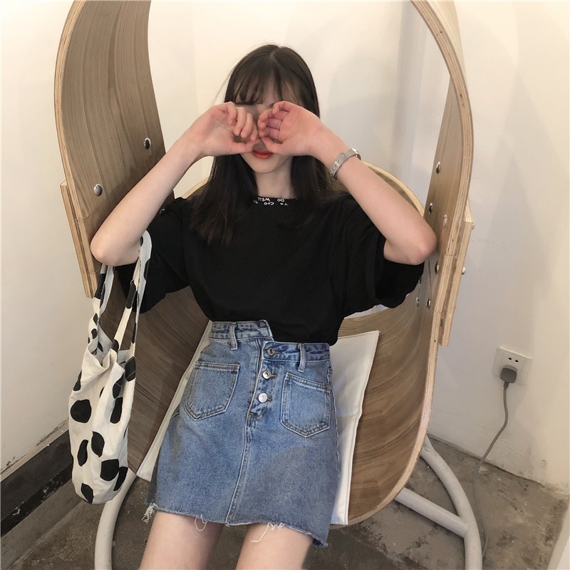 chân váy bò ulzzang order chân váy jean ngắn cạp lệch dáng hàn quốc ẢNH THẬT CUỐI HÌNH | BigBuy360 - bigbuy360.vn