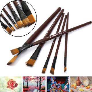 Set 6 cọ phẳng vẽ tranh màu nước sơn dầu chất liệu nylon
