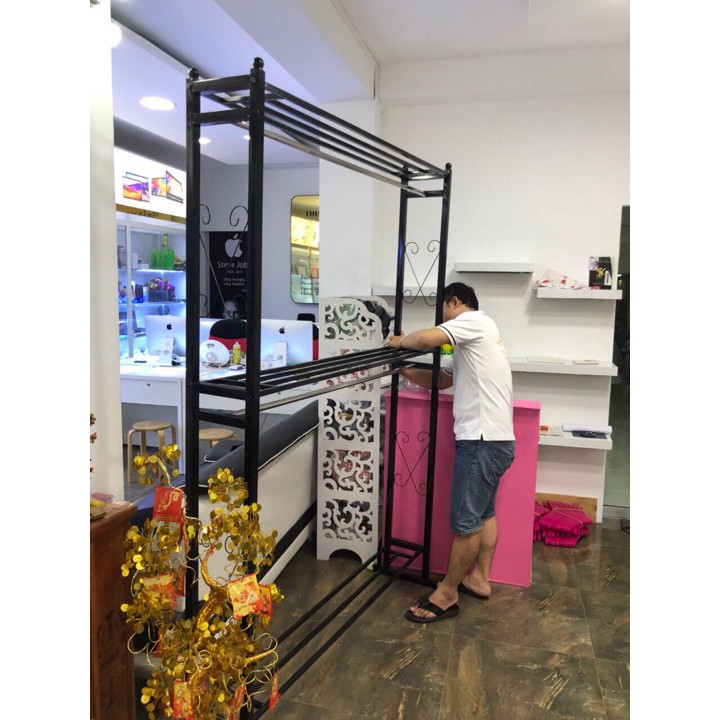 Kệ treo shop thời trang, Kệ đơn 2 tầng treo quần áo