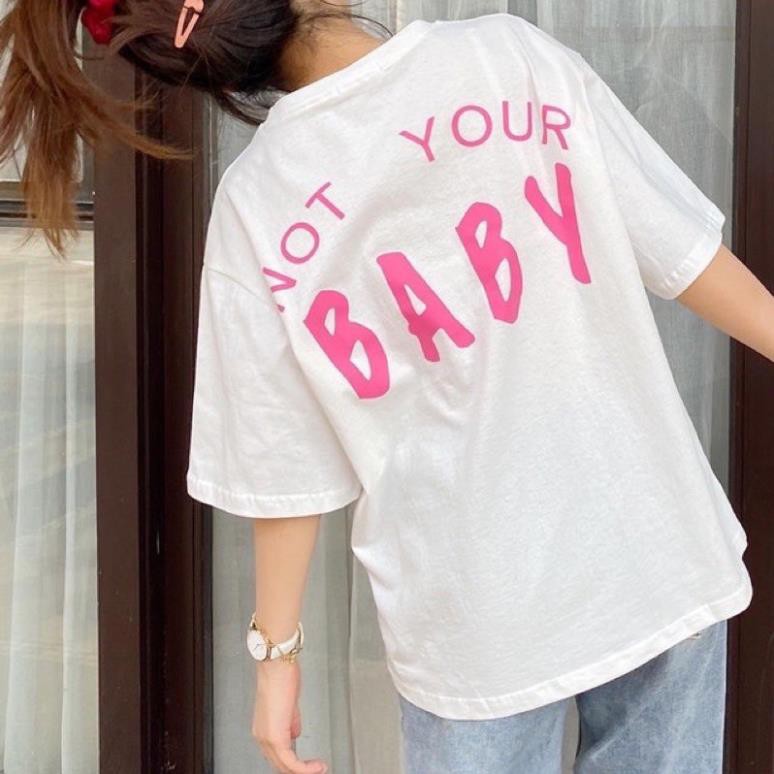 Áo phông, Áo thun unisex from rộng cổ tròn tay lỡ freesize 38-70kg Baby