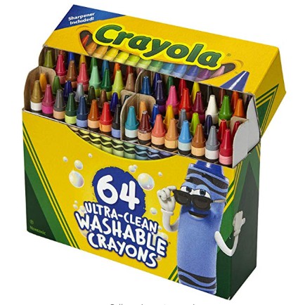 HỘP 64 BÚT MÀU SÁP CRAYOLA RỬA ĐƯỢC KÈM CHUỐT