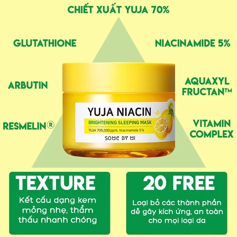 Mặt Nạ Ngủ Dưỡng Sáng Da Some By Mi Yuja Niacin 30 Days Miracle Brightening Sleeping Mask 60g
