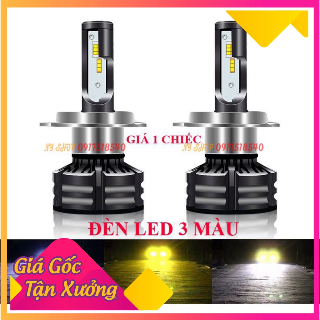 ĐÈN LED T6 ĐỔI 3 CHẾ ĐỘ SÁNG (VÀNG , ÁM VÀNG, TRẮNG ) CHÂN H4 GẮN OTO - XE MÁY (GIÁ 1 CHIẾC)  (Ảnh Sp thật)