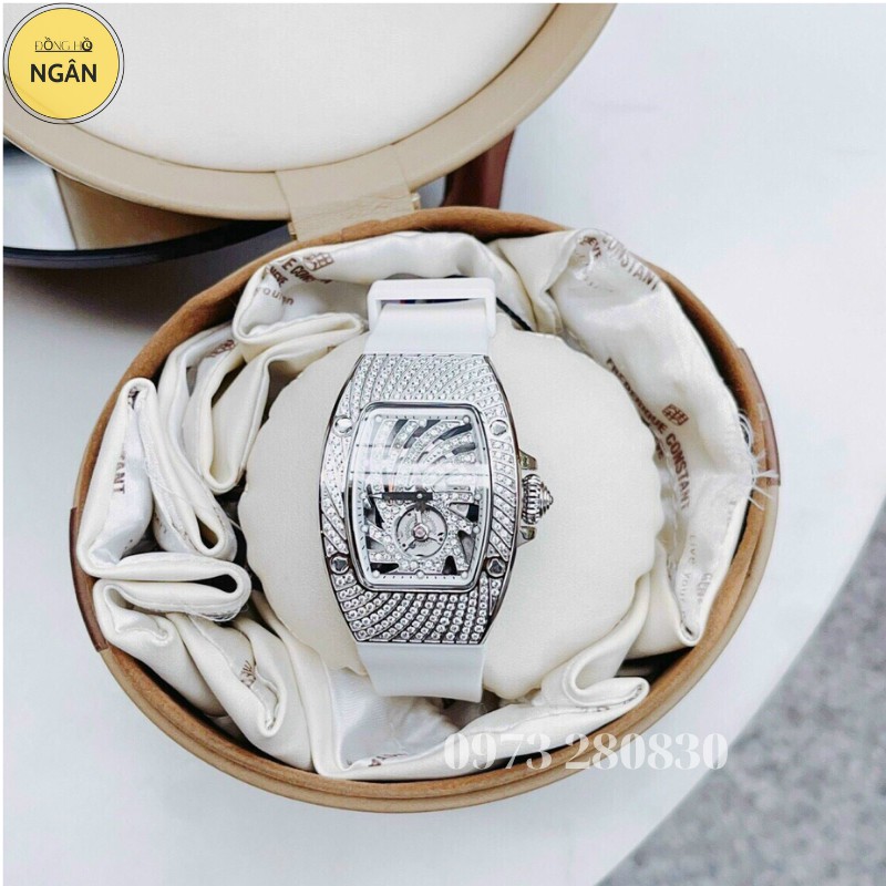 Đồng Hồ HBL Hanboro Đồng hồ Nữ Dây Da Silicon Vàng Mặt Nhện 31x42mm Rose Gold Authentic khảm đá thời trang