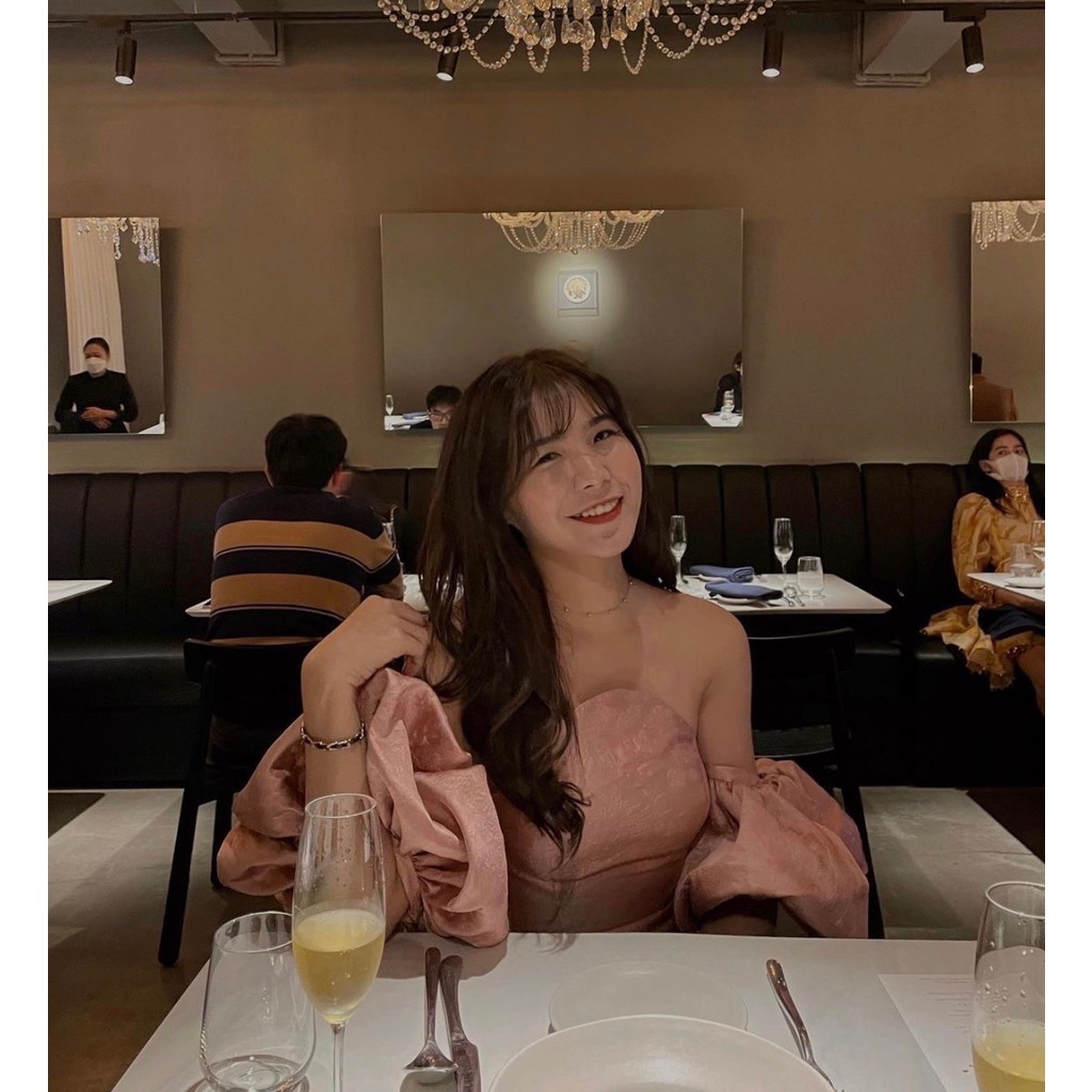 ( Hàng Có Sẵn) Đầm Gấm Cúp Ngực Tay Rớt Phồng Bí  Dự Tiệc Sang Trọng | BigBuy360 - bigbuy360.vn