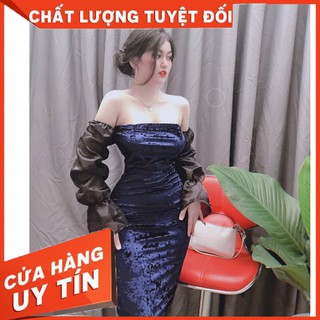 [FREE SHIP] ✔️hienphamstore✔️ Đầm cúp ngực bẹt vai, cổ thuyền tay voan, tay phồng đi tiệc sang trọng - DN8930