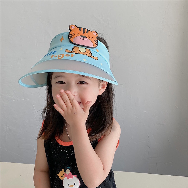 Nón Lưỡi Trai Nửa Đầu Chống Nắng In Họa Tiết Hổ Hoạt Hình Dễ Thương Cho Bé