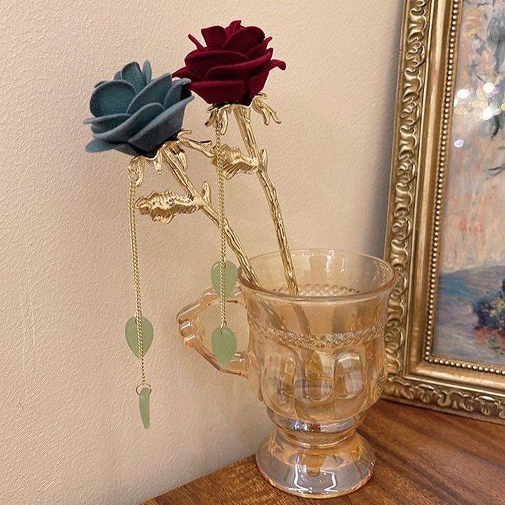 Trâm Cài Tóc Hình Hoa Hồng Phối Tua Rua Phong Cách Trung Hoa Cổ Điển Cho Cô Dâu