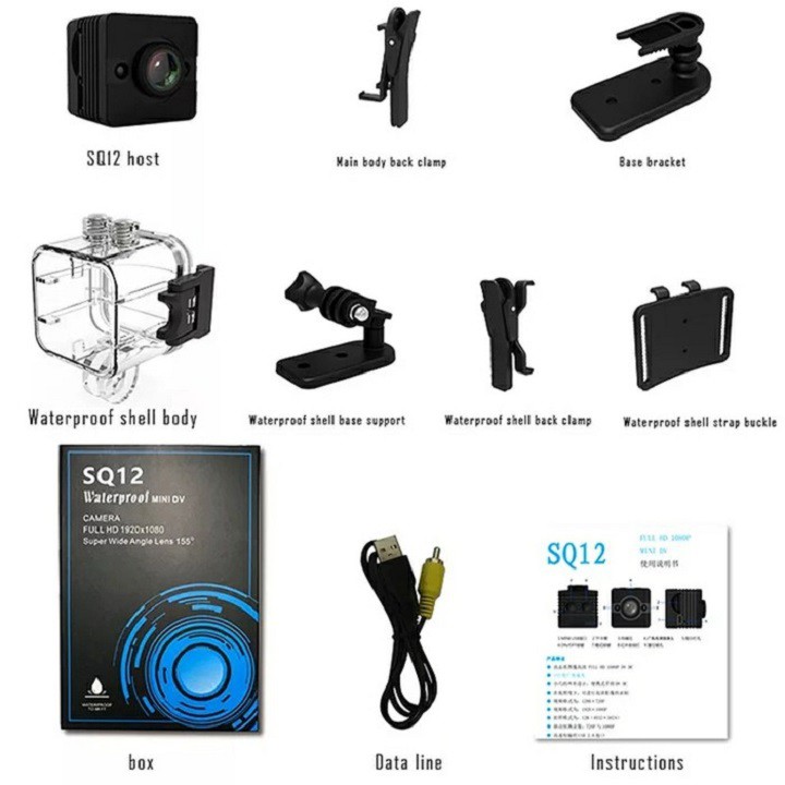 H3C Shop - Camera Hành Trình Siêu Nhỏ SQ12 - Góc Quay Siêu Rộng - Chống Nước [SALE] [ Xả Hàng ]