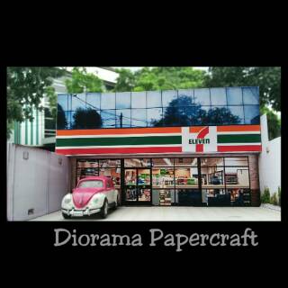 Diorama papercraft mini market se scale 1 / 64 make photography for poto2 1 / 64 dan1 / 87