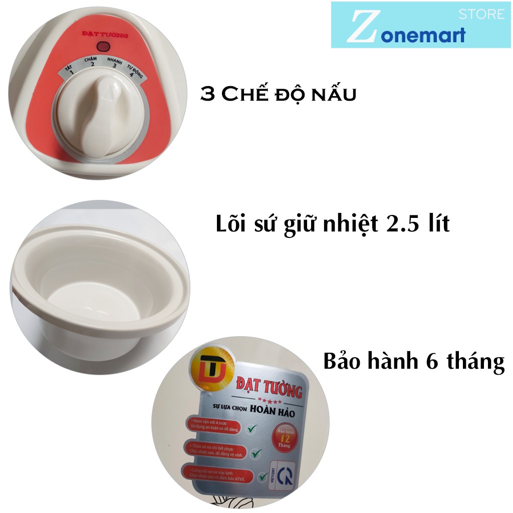 Nồi điện kho cá thịt hầm cháo chậm 2.5l B035 Niêu điện nấu cháo đạt tường