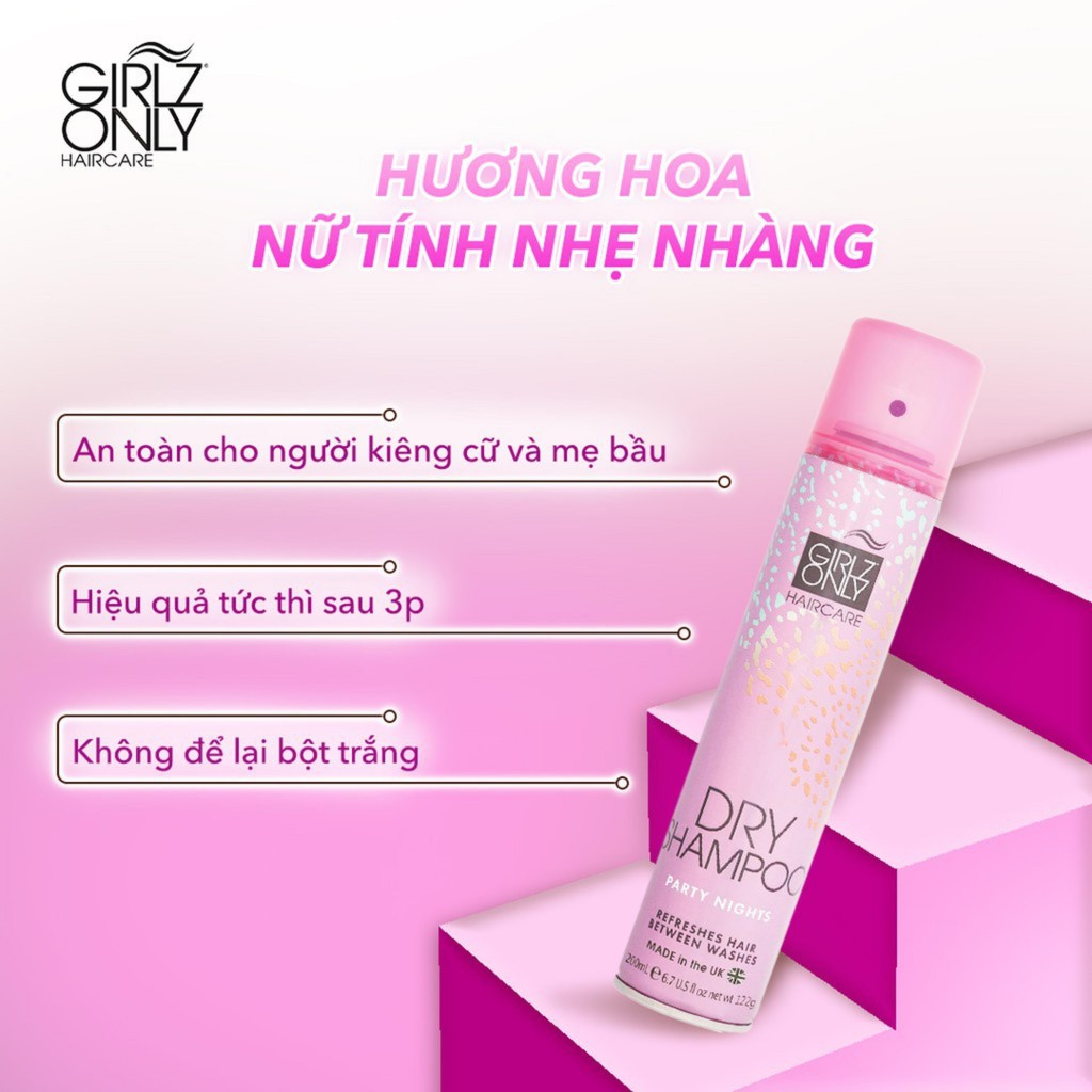 Dầu Gội Khô Girlz Only Dry Shampoo Dazzling Volume 200ml