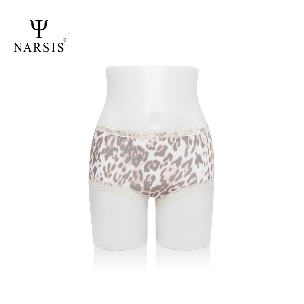 Quần lót nữ Narsis K0024 da báo nâu hồng phối ren