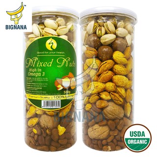 Hộp Mixed Nuts 6 In 1 - 500gr, Óc Chó, Hạnh Nhân, Hạt Thông, Macca, Hồ Đào, Hạt Dẻ Cười, Quả Mắc Ca Dinh Dưỡng