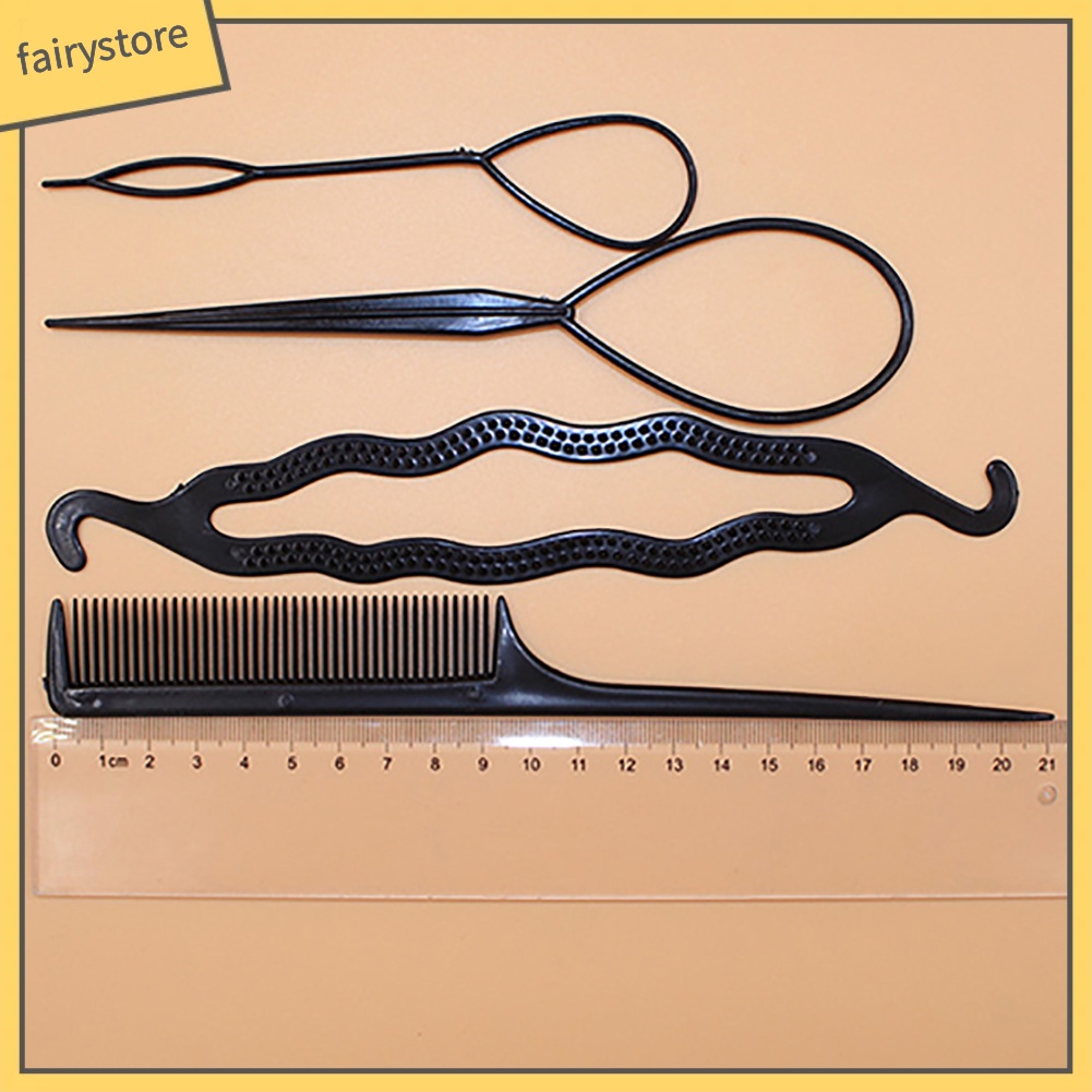 [Hàng mới về] Bộ 4 món dụng cụ kéo kẹp lược xoắn tạo kiểu tóc thời trang