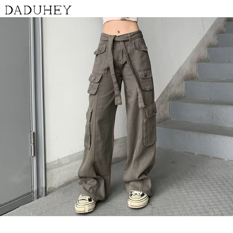 DaDuHey Men's and Women's Summer Thin Korean Style Trendy Fashion Joker Multi-Pocket Slacks 2022 Fashion Ins Brand Functional Loose Straight Cargo Pants