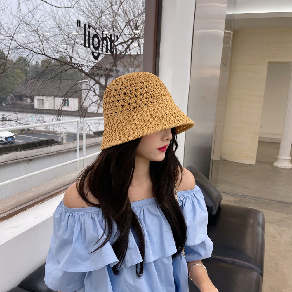 Mũ cói đan lỗ lưới chống nắng/tia Uv thiết kế nhiều màu thời trang đi biển cho nữ